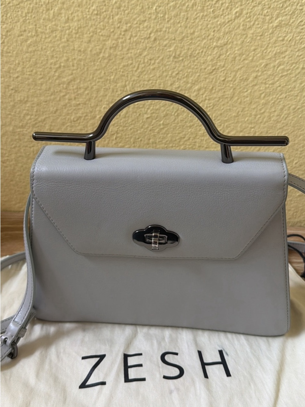 Light Gray Top-Handle Crossbody Bag